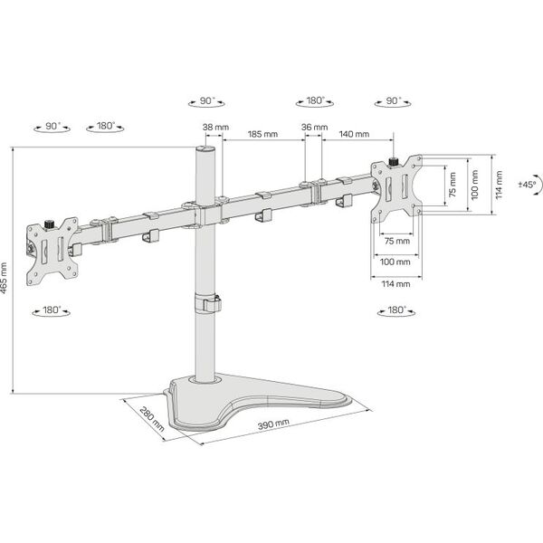 Connect IT Stojak biurkowy na 2 monitory 13" - 32" (CMF-3204-BK)