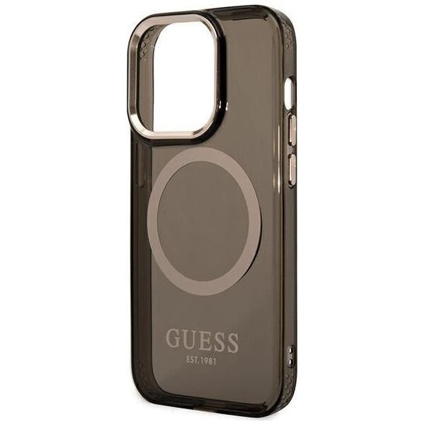 Guess Guess Gold Outline Translucent MagSafe - Etui iPhone 14 Pro (czarny)