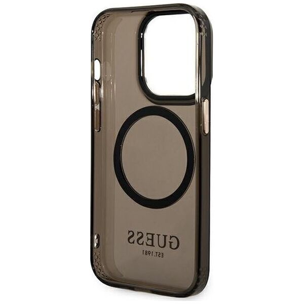 Guess Guess Gold Outline Translucent MagSafe - Etui iPhone 14 Pro (czarny)