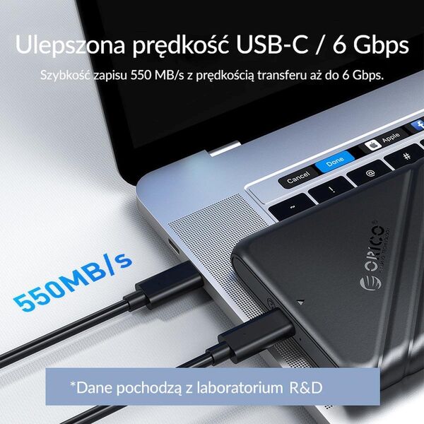 Kieszeń Orico Obudowa dysku 2,5" USB-C 3.1 6Gbps czarna