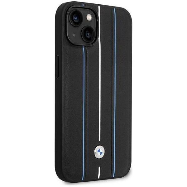BMW Etui BMW BMHCP14S22RVSK Apple iPhone 14 czarny/black hardcase Leather Stamp Blue Lines