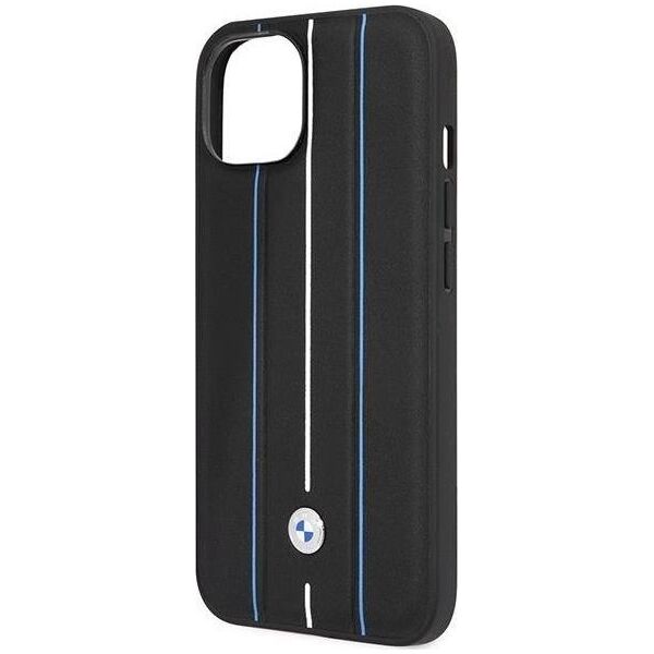 BMW Etui BMW BMHCP14S22RVSK Apple iPhone 14 czarny/black hardcase Leather Stamp Blue Lines