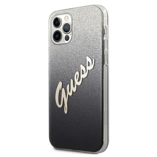 Guess case for iPhone 12 / 12 Pro 6,1&quot; GUHCP12MPCUGLSBK black hard case Glitter Gradient Script 3700740494714