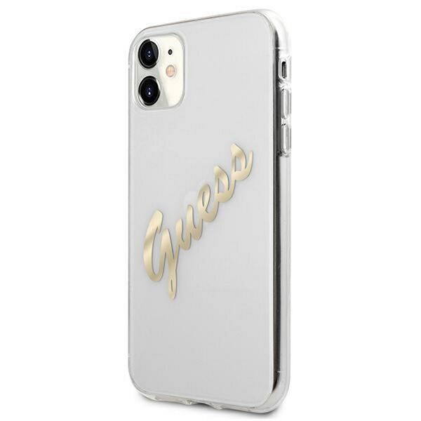 Guess case for iPhone 12 / 12 Pro 6,1&quot; GUHCP12MKTRSVGO transparent hard case Vintage Script Gold 3666339004392