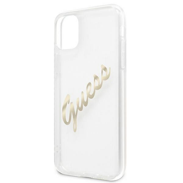 Guess case for iPhone 12 / 12 Pro 6,1&quot; GUHCP12MKTRSVGO transparent hard case Vintage Script Gold 3666339004392
