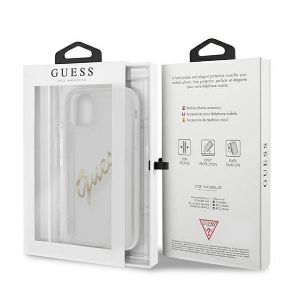 Guess case for iPhone 12 / 12 Pro 6,1&quot; GUHCP12MKTRSVGO transparent hard case Vintage Script Gold 3666339004392