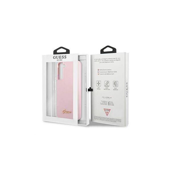 Guess case for Samsung Galaxy S22 Plus GUHCS22MLSLMGLA lavender hardcase Silicone Script Metal Logo 3666339042516