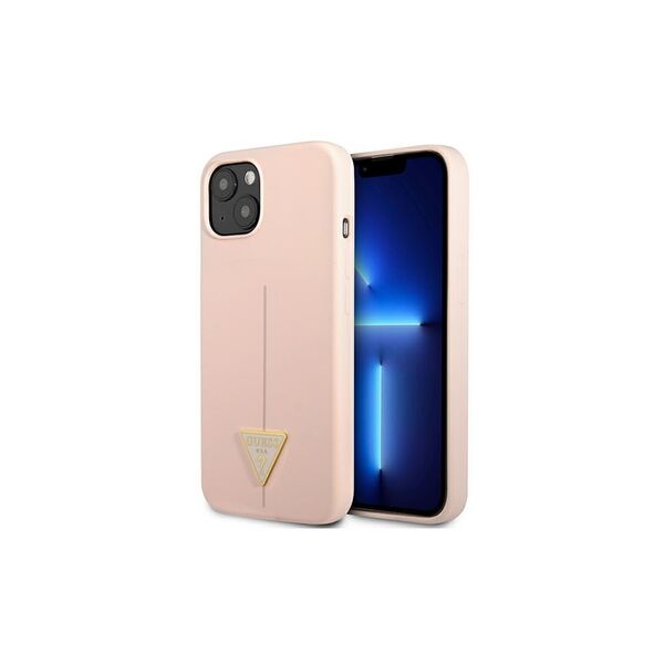 Guess case for iPhone 13 6,1&quot; GUHCP13MSLTGP pink hard case Silicone Triangle Logo 3666339041007