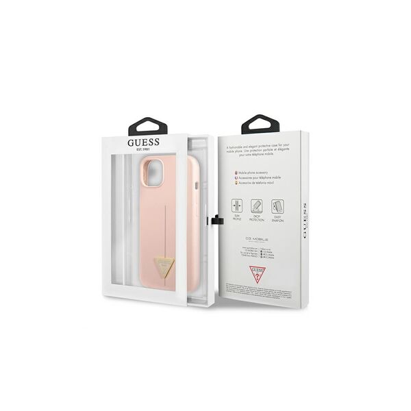 Guess case for iPhone 13 6,1&quot; GUHCP13MSLTGP pink hard case Silicone Triangle Logo 3666339041007