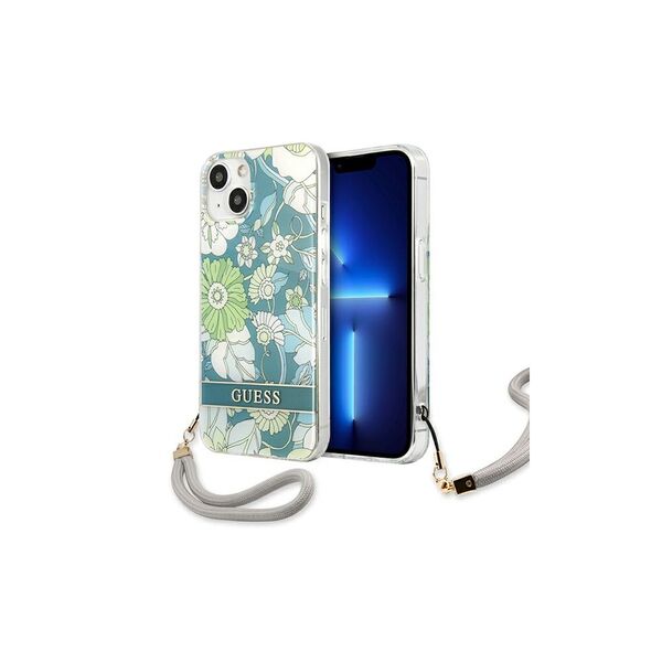 Guess case for iPhone 13 6,1&quot; GUHCP13MHFLSN hard case green Flower Cord 3666339040482