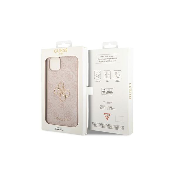 Guess case for iPhone 14 Pro 6,1&quot; GUHCP14L4GMGPI pink PU Leather 4G Big Metal Logo 3666339088804