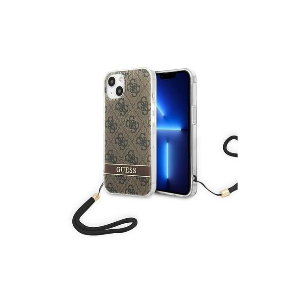 Guess case for iPhone 14 6,1&quot; GUOHCP14SH4STW brown HC PC/TPU Print 4G Cord 3666339093839