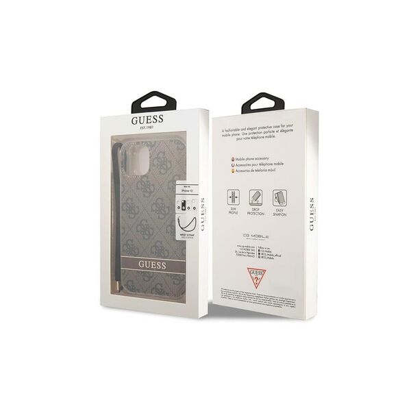 Guess case for iPhone 14 Pro 6,1&quot; GUOHCP14LH4STW brown HC PC/TPU Print 4G Cord 3666339093853