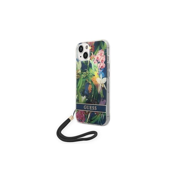 Guess case for iPhone 14 6,1&quot; GUOHCP14SHFLSB blue HC PC/TPU Flower Cord 3666339093952