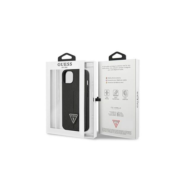 Guess case for iPhone 14 Pro 6,1&quot; GUHCP14LPSATLK black HC Saffiano PU Triangle 3666339065386