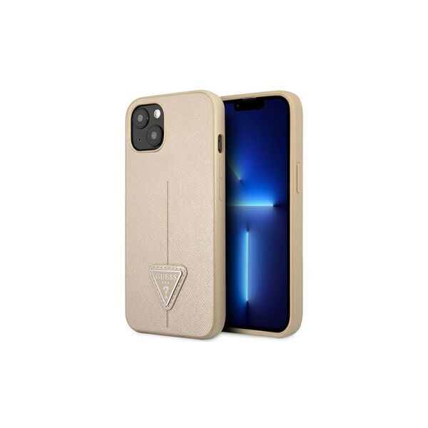 Guess case for iPhone 14 6,1&quot; GUHCP14SPSATLE beige HC Saffiano PU Triangle 3666339065409