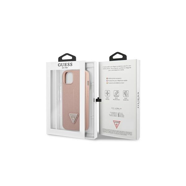 Guess case for iPhone 14 Pro Max 6,7&quot; GUHCP14XPSATLP pink HC Saffiano PU Triangle 3666339065515