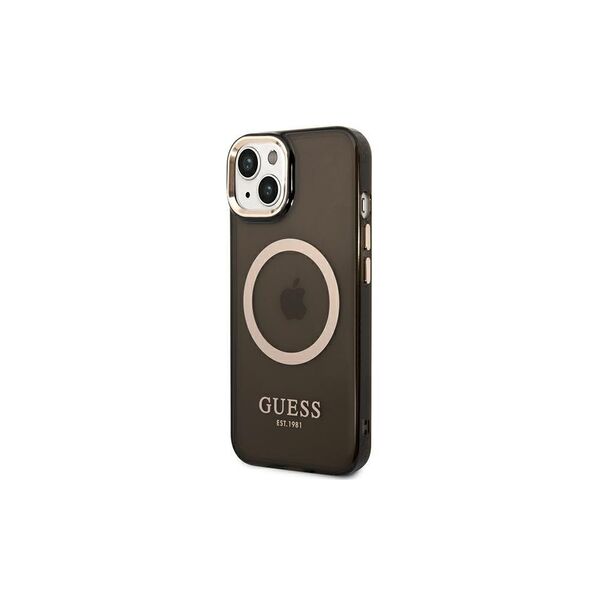 Guess case for iPhone 14 Plus 6,7&quot; GUHMP14MHTCMK black HC Magsafe Gold Outline Translucent 3666339069599