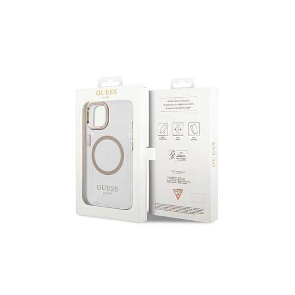 Guess case for iPhone 14 Pro Max 6,7&quot; GUHMP14XHTRMD gold HC Magsafe Metal Outline 3666339069735