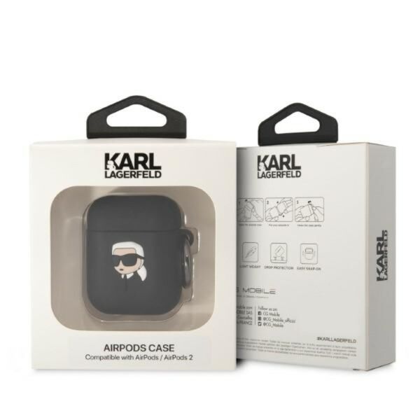 Karl Lagerfeld case for Airpods 1 / 2 KLA2RUNIKK black 3D Silicone NFT Karl 3666339087807
