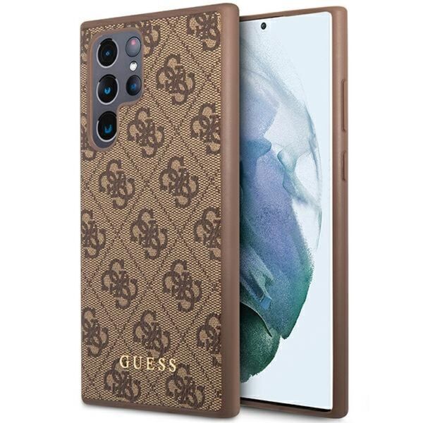 Guess case for Samsung Galaxy S23 Ultra GUHCS23LG4GFBR brown hard case 4G Metal Gold Logo 3666339117009