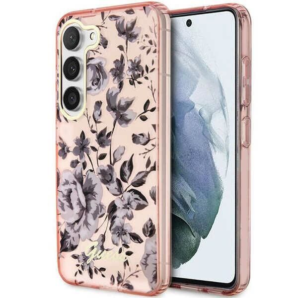 Guess case for Samsung Galaxy S23 Ultra GUHCS23LHCFWSP pink HC IML Flower 3666339117245