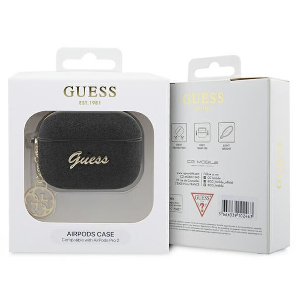 Guess case for AirPods Pro 2 GUAP2GLGSHK black PU Glitter Flake 4G 3666339110956