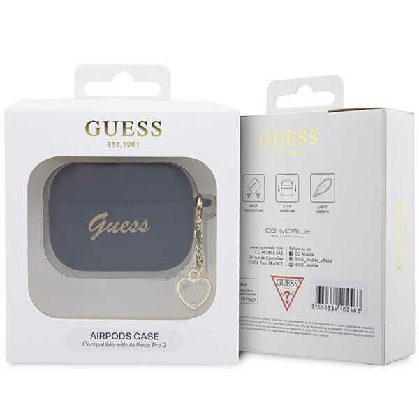 Guess case for AirPods Pro 2 GUAP2LSCHSK black Silicone Heart Charm 3666339102395