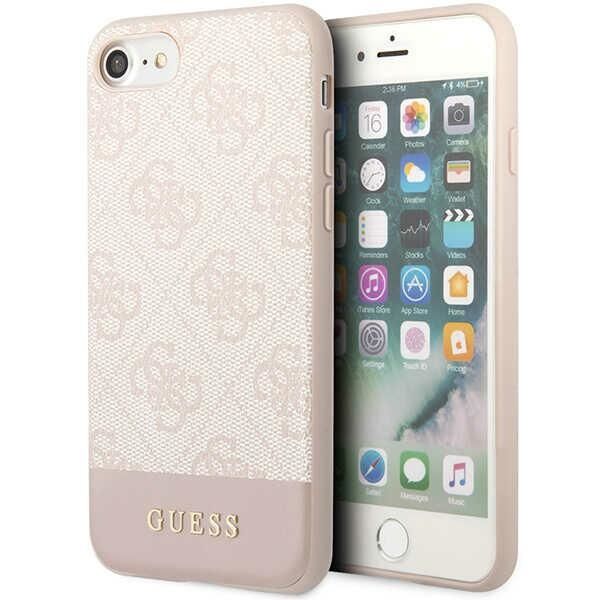 Guess case for iPhone 7 / 8 / SE GUHCI8G4GLPI pink HC PC/TPU 4G PU Bottom Stripe 3666339118907