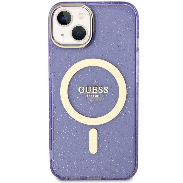 Guess case for iPhone 14 6,1&quot; GUHMP14SHCMCGU purple hardcase Magsafe IML Glitter Gold 3666339125660