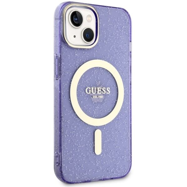 Guess case for iPhone 14 6,1&quot; GUHMP14SHCMCGU purple hardcase Magsafe IML Glitter Gold 3666339125660