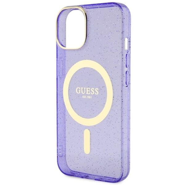 Guess case for iPhone 14 6,1&quot; GUHMP14SHCMCGU purple hardcase Magsafe IML Glitter Gold 3666339125660