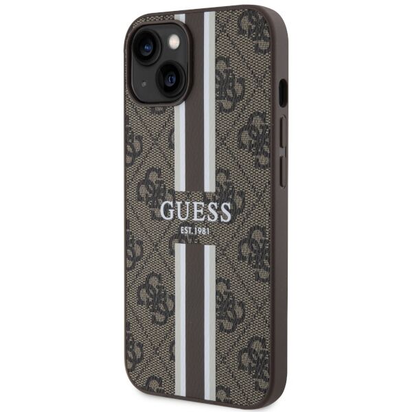 Guess case for iPhone 14 6,1&quot; GUHMP14SP4RPSW brown harcase Magsafe 4G Printed Stripes 3666339119775
