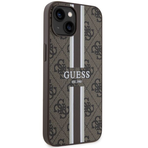 Guess case for iPhone 14 6,1&quot; GUHMP14SP4RPSW brown harcase Magsafe 4G Printed Stripes 3666339119775