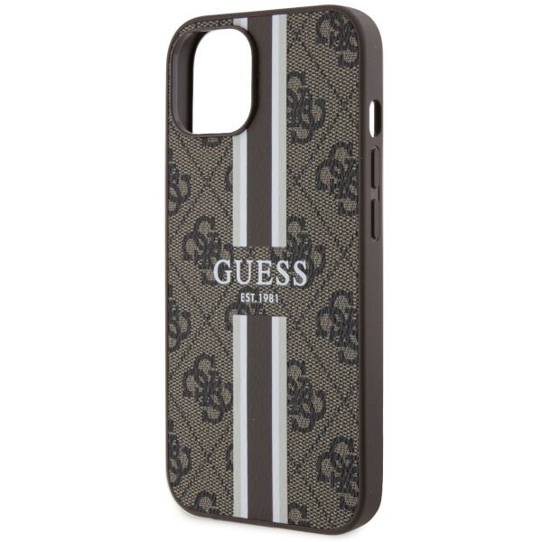 Guess case for iPhone 14 6,1&quot; GUHMP14SP4RPSW brown harcase Magsafe 4G Printed Stripes 3666339119775