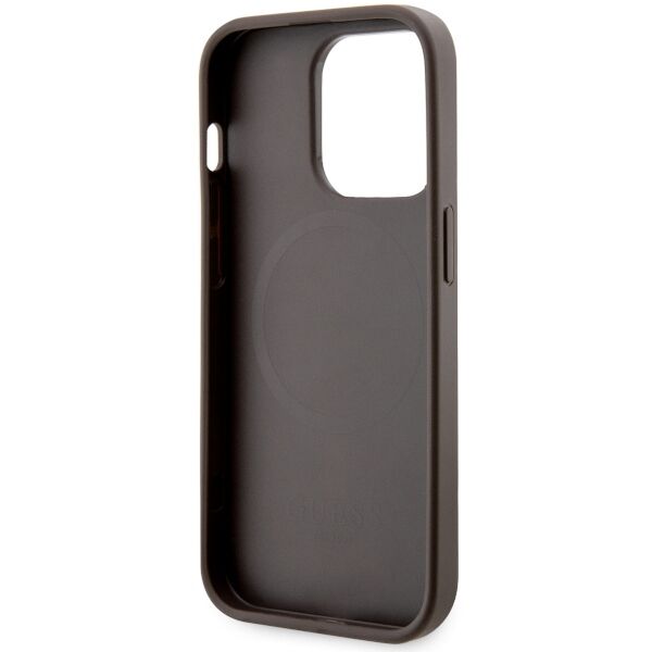 Guess case for iPhone 14 Pro 6,1&quot; GUHMP14LP4RPSW brown harcase Magsafe 4G Printed Stripes 3666339119799
