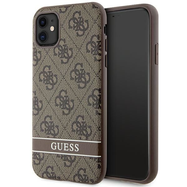 Guess case for iPhone 11 GUHCN61P4SNW brown HC 4G Stripe 3666339170110