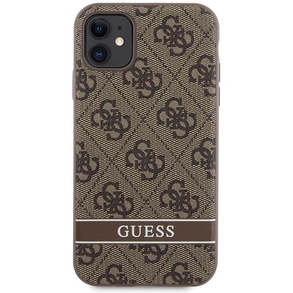 Guess case for iPhone 11 GUHCN61P4SNW brown HC 4G Stripe 3666339170110