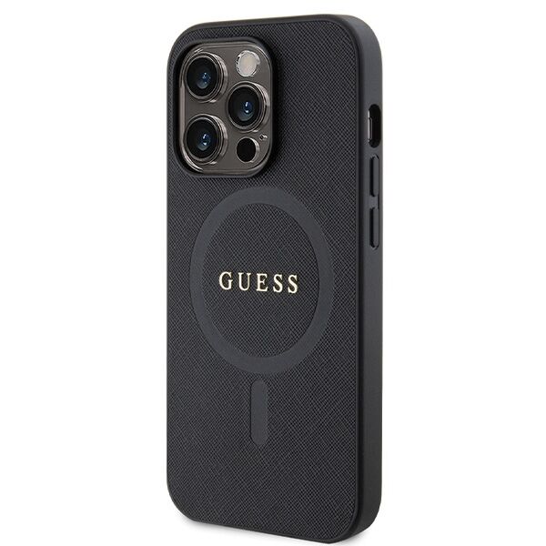 Guess case for iPhone 14 Pro 6,1&quot; GUHMP14LPSAHMCK black HC PU Saffiano Magsafe 3666339155742