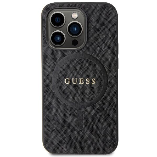 Guess case for iPhone 14 Pro 6,1&quot; GUHMP14LPSAHMCK black HC PU Saffiano Magsafe 3666339155742