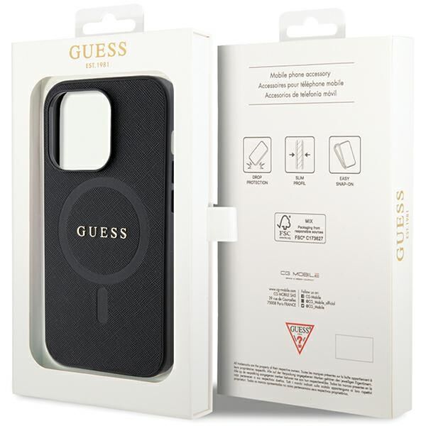 Guess case for iPhone 14 Pro Max 6,7&quot; GUHMP14XPSAHMCK black HC PU Saffiano Magsafe 3666339155759