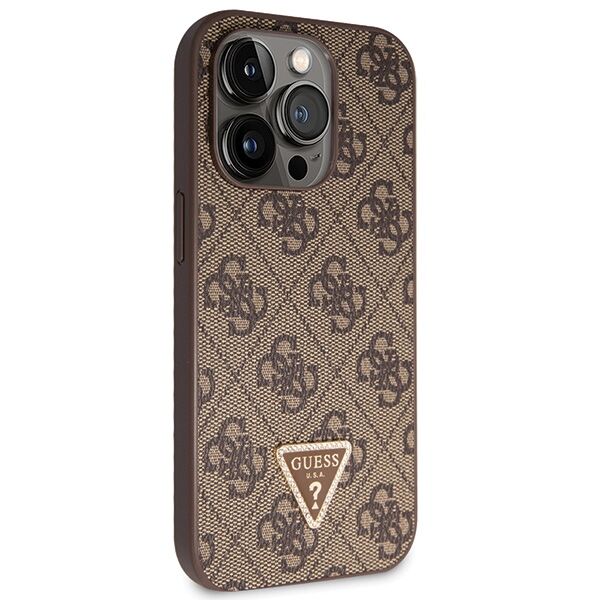 Guess case for iPhone 14 Pro 6,1&quot; GUHCP14LP4TDSCPW brown HC PU Leather Metal Logo Strass Crossbody 3666339146924