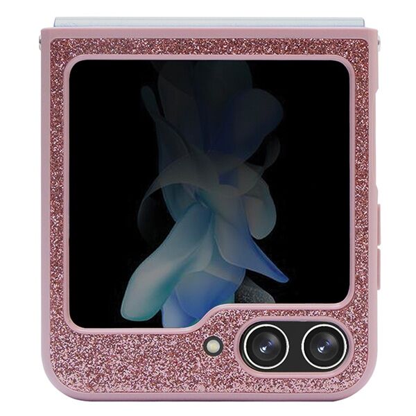 Guess case for Samsung Z Flip5 GUHCZF5HGGSHP pink HC PU/TPU Glitter Script 3666339173999