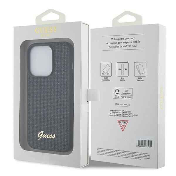 Guess case for iPhone 15 Pro 6,1&quot; GUHCP15LPSFDGSK black HC Sequin Script Metal 3666339172893