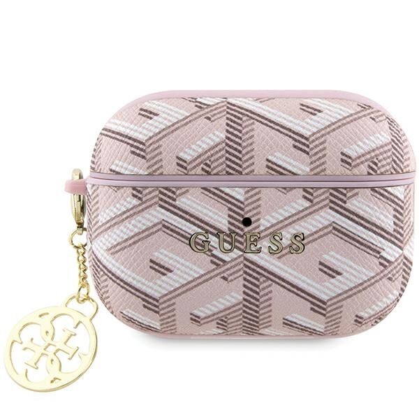 Guess case for AirPods Pro 2 GUAP2PGCE4CP pink Gcube Classic Gold Logo W/Charm 3666339171209