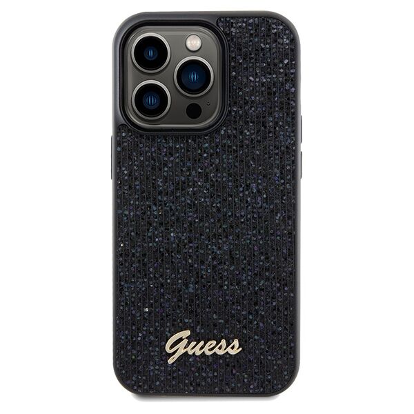 Guess case for iPhone 14 Pro 6,1&quot; GUHCP14LPMSDGSK HC PU DISCO SCRIPT METAL BLACK 3666339173418