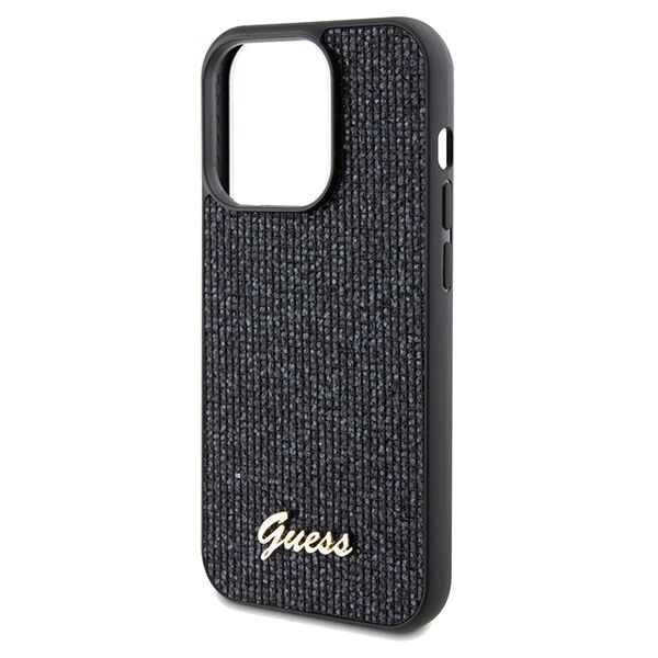 Guess case for iPhone 14 Pro 6,1&quot; GUHCP14LPMSDGSK HC PU DISCO SCRIPT METAL BLACK 3666339173418