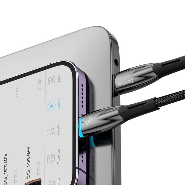 Baseus Glimmer Series Fast Charging Data Cable Type-C to iP 20W 2m Black 6932172617875