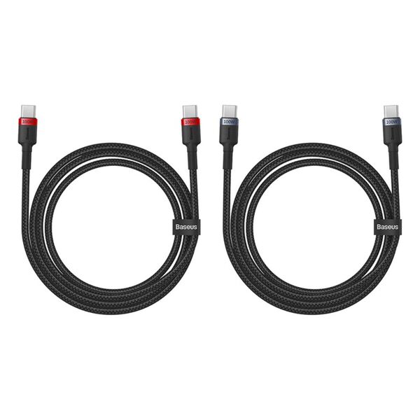 Baseus Cafule Charging Cable USB-C to USB-C 100W 1m 2pcs Red Black+Grey Black 6932172657451