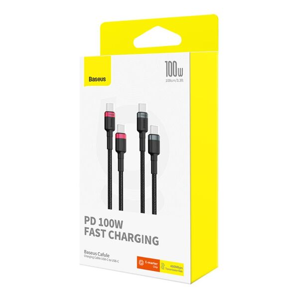 Baseus Cafule Charging Cable USB-C to USB-C 100W 1m 2pcs Red Black+Grey Black 6932172657451